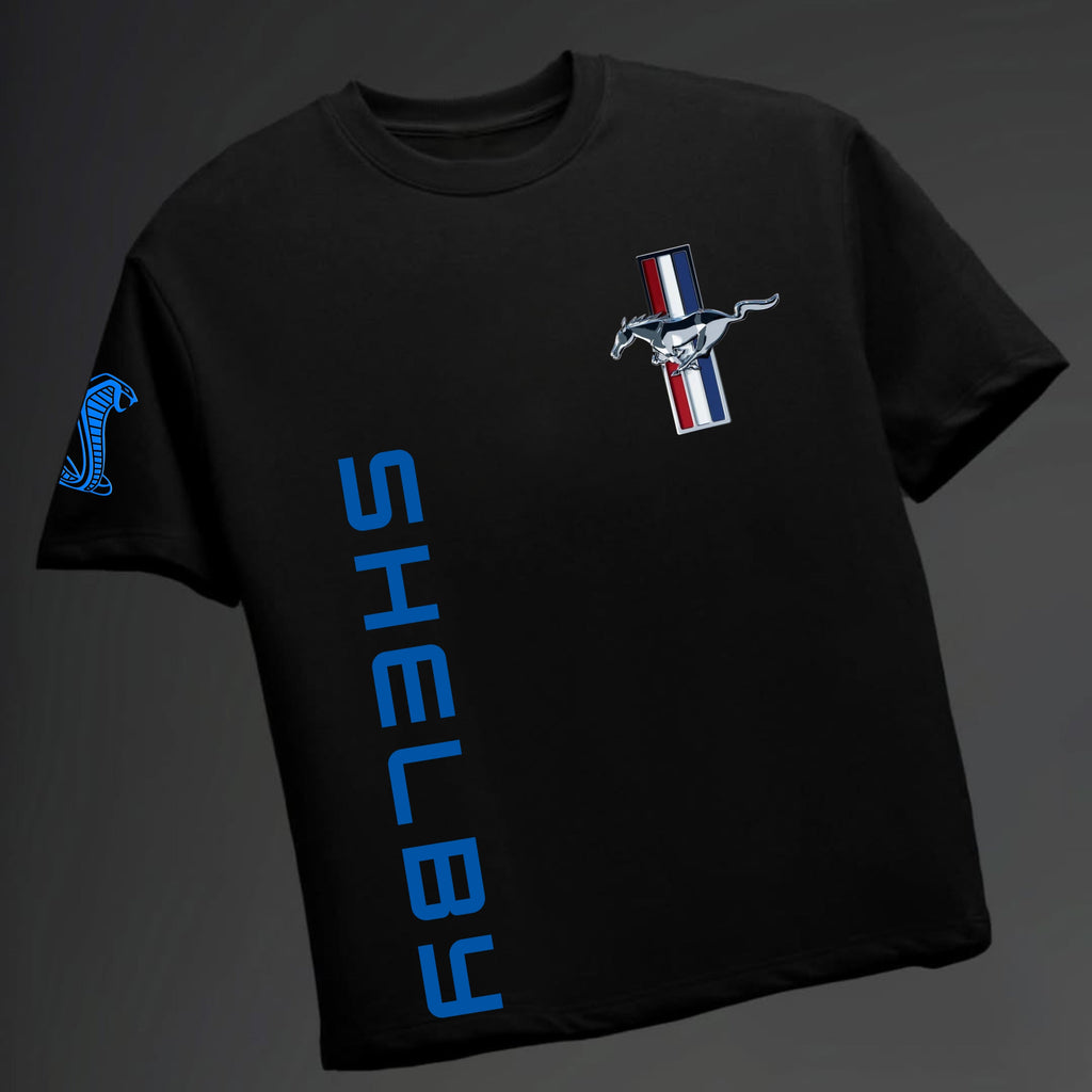 Men's Mustang Car Printed Black Oversized Tshirt