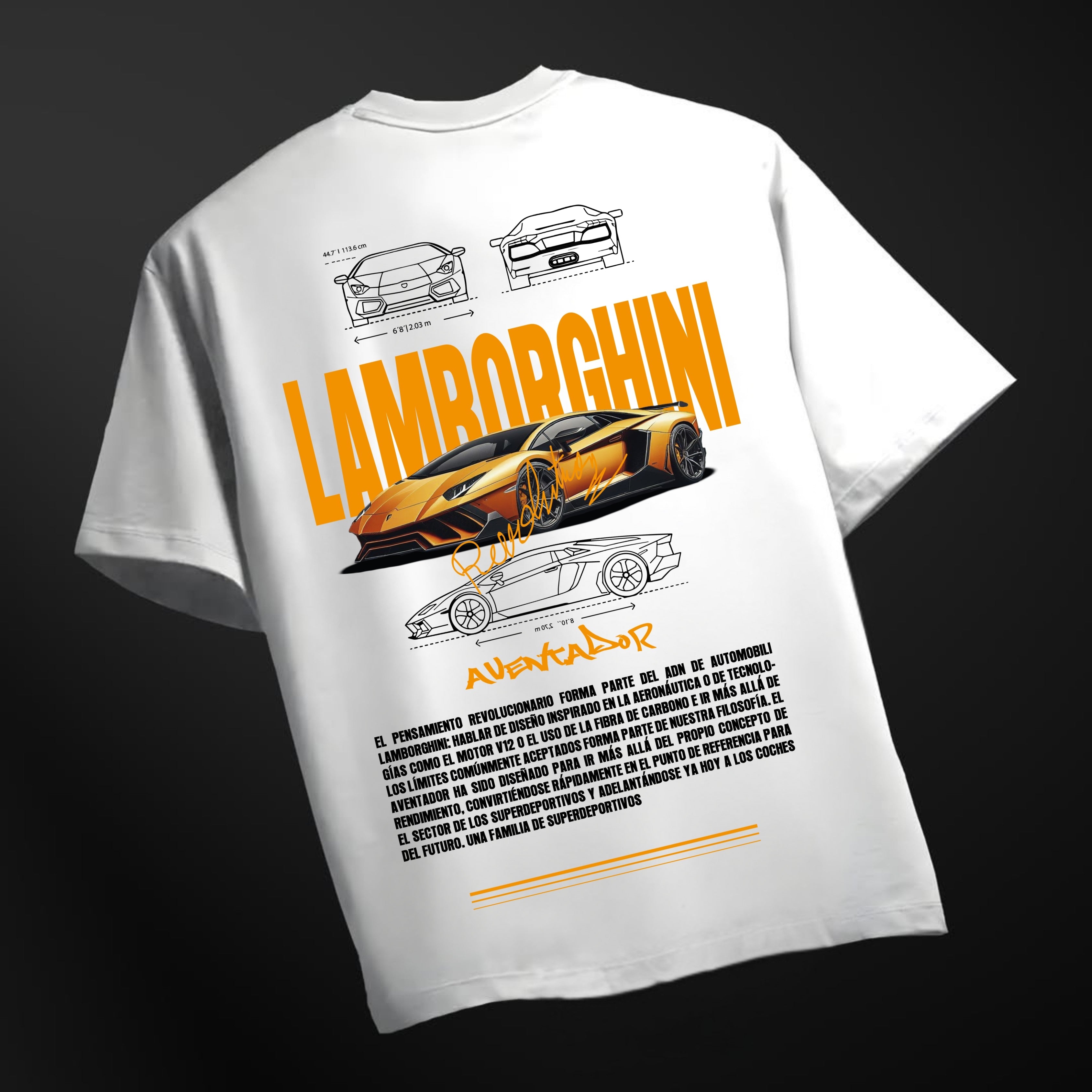 Men's Lamborghini  printed White Oversized Tshirt