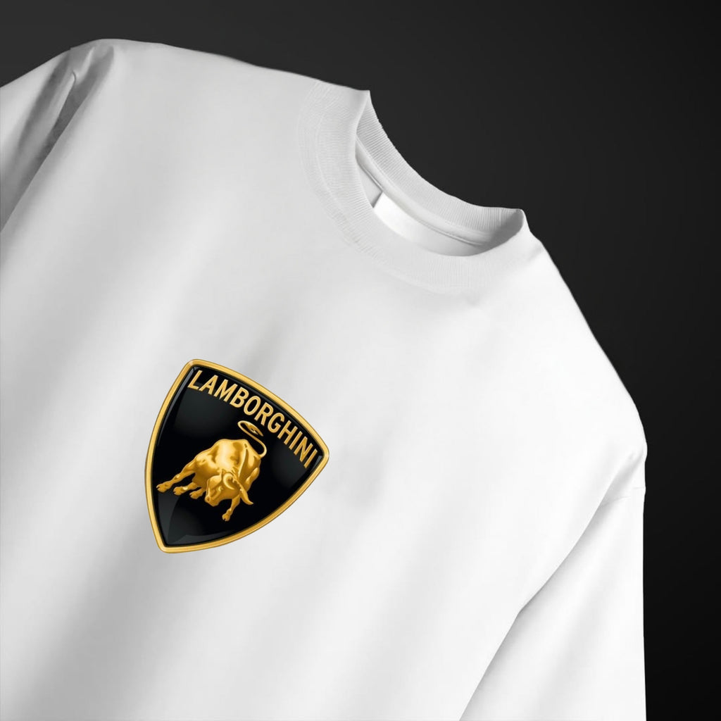 Men's Lamborghini  printed White Oversized Tshirt